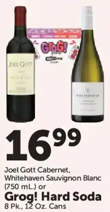 Food City Joel Gott Cabernet, Whitehaven Sauvignon Blanc or Grog! Hard Soda offer