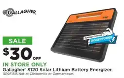 Mills Fleet Farm Gallagher S120 Solar Lithium Battery Energizer offer
