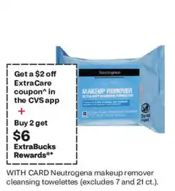 CVS Neutrogena makeup remover cleansing towelettes offer