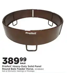 Mills Fleet Farm Priefert heavy-duty solid panel round bale feeder horse offer
