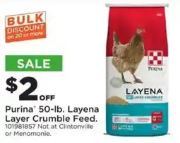 Mills Fleet Farm Purina Layena Layer Crumble Feed offer