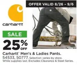 Mills Fleet Farm Carhartt Men's & Ladies Pants offer
