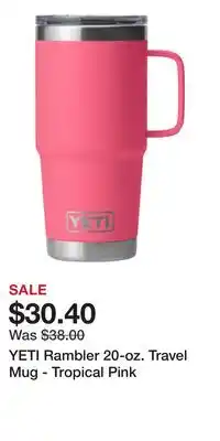 Cabela's YETI Rambler 20-oz. Travel Mug - Tropical Pink offer