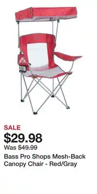 Cabela's Bass Pro Shops Mesh-Back Canopy Chair - Red/Gray offer