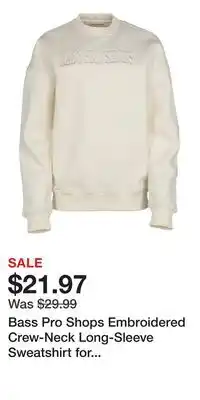 Cabela's Bass Pro Shops Embroidered Crew-Neck Long-Sleeve Sweatshirt for Ladies - Whisper White - L offer