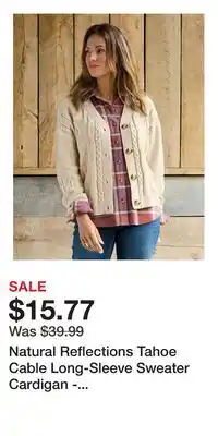 Cabela's Natural Reflections Tahoe Cable Long-Sleeve Sweater Cardigan - Cashmere - XL offer
