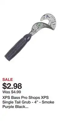 Cabela's XPS Bass Pro Shops XPS Single Tail Grub - 4 - Smoke Purple Black Flake offer