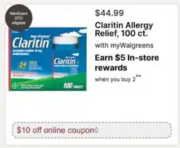 Walgreens Claritin Allergy Relief, 100 ct offer