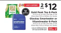 ShopRite Gold Peak Tea 6-Pack / Glacéau Smartwater or Vitaminwater 6-Pack offer