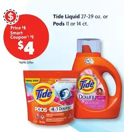 Family Dollar Tide Liquid 27-29 oz. or Pods 11 or 14 ct offer