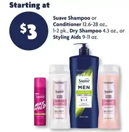 Family Dollar Suave Shampoo or Conditioner 12.6-28 oz., 1-2 pk., Dry Shampoo 4.3 oz., or Styling Aids 9-11 oz offer