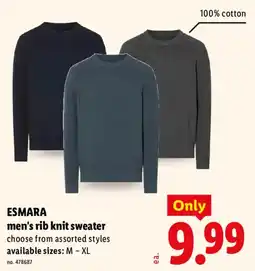 Lidl Esmara men's rib knit sweater offer