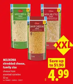 Lidl Milbona shredded cheese, family size offer