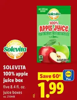 Lidl Solevita 100% apple juice box offer