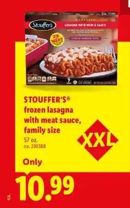 Lidl Stouffer's frozen lasagna with meat sauce, family size offer