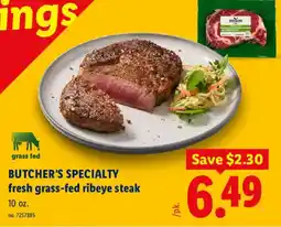 Lidl Butcher's specialty fresh grass-fed ribeye steak offer