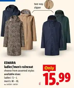 Lidl Esmara ladies'/men's raincoat offer