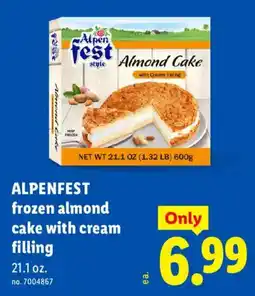 Lidl Alpenfest frozen almond cake with cream filling offer