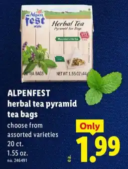 Lidl Alpenfest herbal tea pyramid tea bags offer