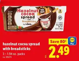 Lidl Lidl hazelnut cocoa spread with breadsticks offer