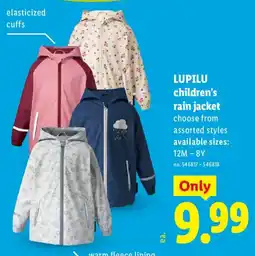 Lidl Lupilu children's rain jacket offer