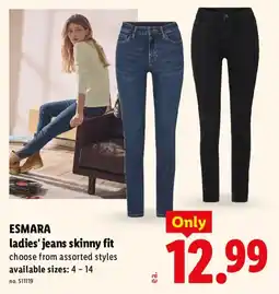 Lidl Esmara ladies' jeans skinny fit offer