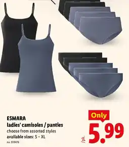 Lidl Esmara ladies' camisoles / panties offer