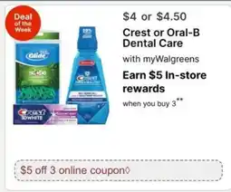 Walgreens Crest or Oral-B Dental Care offer