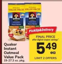 Safeway Quaker Instant Oatmeal Value Pack offer