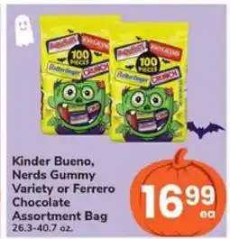 Safeway Kinder Bueno, Nerds Gummy Variety or Ferrero Chocolate Assortment Bag offer