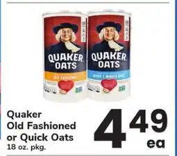 Safeway Quaker Old Fashioned or Quick Oats offer