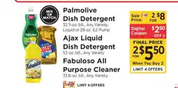 ShopRite Palmolive Dish Detergent, Ajax Liquid Dish Detergent, Fabuloso All Purpose Cleaner offer