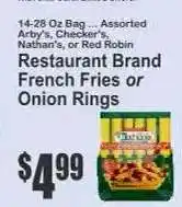 Key Food Restaurant Brand French Fries or Onion Rings offer