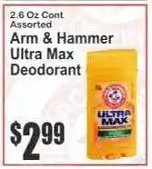 Key Food Arm & Hammer Ultra Max Deodorant offer