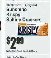Key Food Sunshine Krispy Saltine Crackers offer