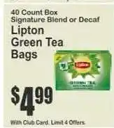 Key Food Lipton Green Tea Bags offer