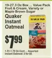 Key Food Quaker Instant Oatmeal offer