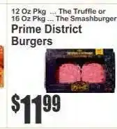 Key Food Prime District Burgers offer