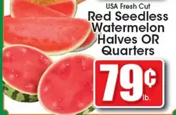 Supremo Foods Inc USA Fresh Cut Red Seedless Watermelon Halves OR Quarters offer