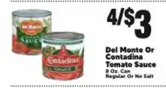 Cherry Valley Marketplace Del Monte Or Contadina Tomato Sauce offer