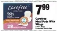 Cherry Valley Marketplace Carefree Maxi Pads With Wings offer