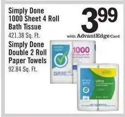 Price Chopper Simply Done 1000 Sheet 4 Roll Bath Tissue offer