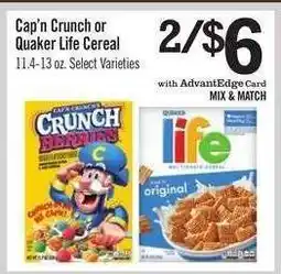 Price Chopper Cap’n Crunch or Quaker Life Cereal offer