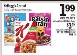 Price Chopper Kellogg's Cereal offer