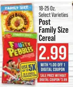Hometown Market Post Family Size Cereal offer