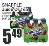 Food Universe Snapple juice or tea assorted offer
