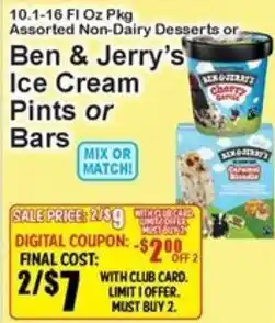 Super Fresh Ben & Jerry's ice cream pints or bars offer
