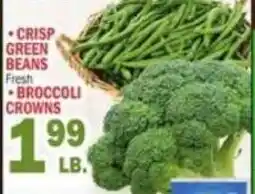 C Town Crisp Green Beans, Broccoli Crowns offer