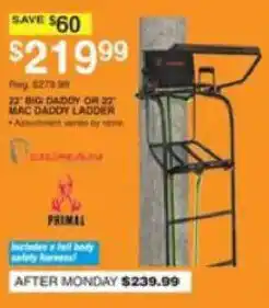 Dunham's Sports Primal 22' Big Daddy Or 22' Mac Daddy Ladder offer