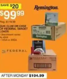 Dunham's Sports Remington gun club or case of federal target loads offer